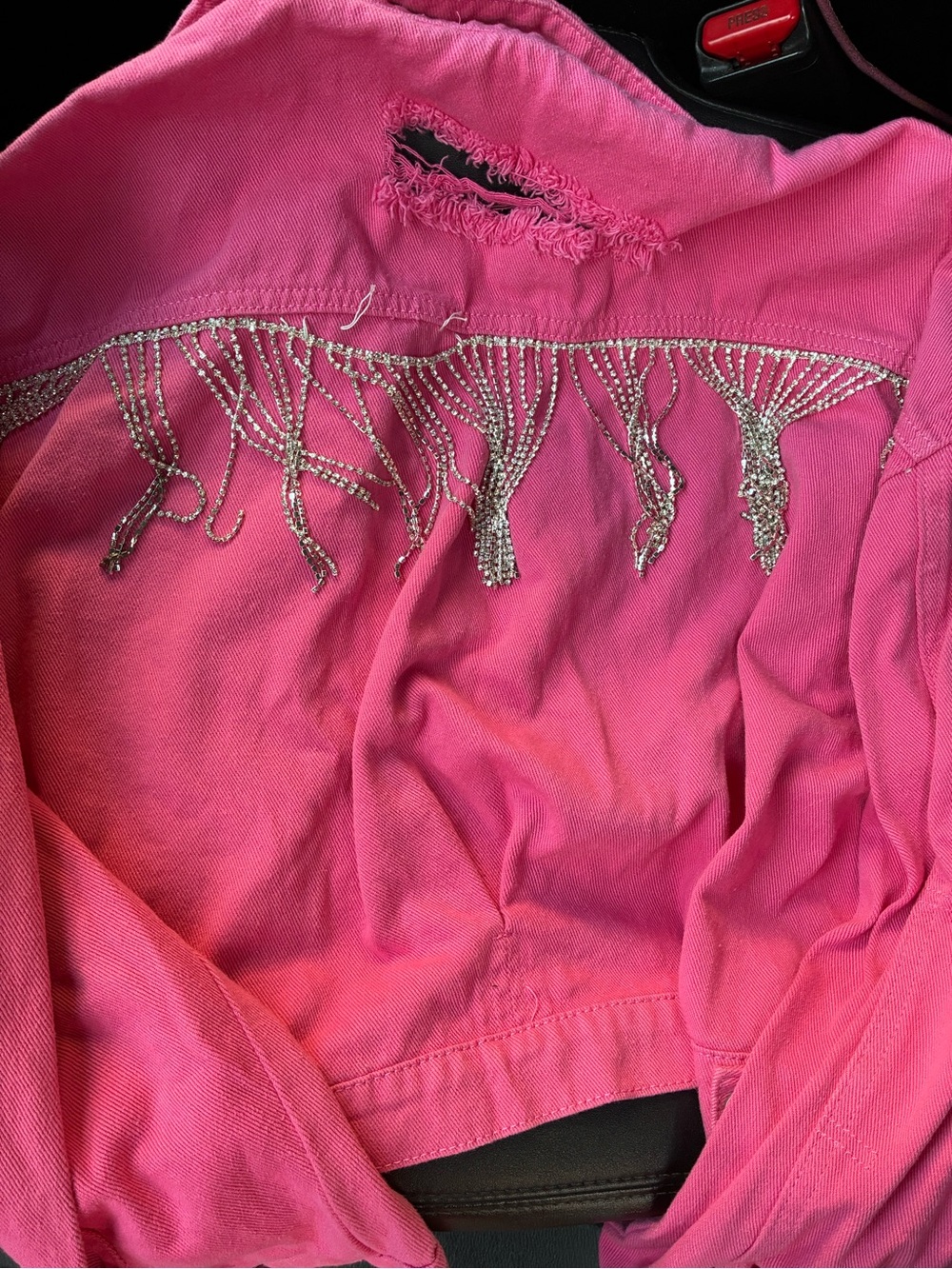 Hot Pink Rhinestone Fringe Jacket